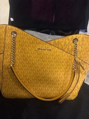 Michael Kors Yellow Signature MK Chain-Handle Tote
